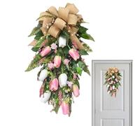 Teardrop Swag - Silk Flower PVC 55x30x6cm | Front Door, Artificial Wreath | Porch Decor For Home, Farmhouse Wall, Window, Festival, Wedding, Spring, Summer, Fall Seasonal Decoration