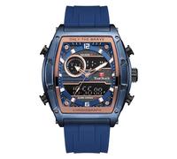 TEARTRACE Relojes para hombre, impermeable, analógico, digital, deportivo, cronógrafo, luminoso, de lujo, a la moda, informal, trabajo, multifuncional, color azul, con alarma, Azul
