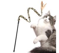 Teaser con Plumas de Gato - Bastón de Juego Interactivo con Estampado de Leopardo, Juguete de adiestramiento | atrapa Plumas para Gatitos Gatos de Interior Ejercicio Estimulación