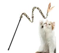 teaser para gatos con plumas - Bastón de juego interactivo, divertida barra de captura con diseño de leopardo, juguete suave para mascotas | Accesorio felino energético función moviment
