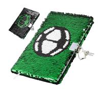teashow Football Sequin Secret Diary Journal Notebook with Lock and Key Reversible Soccer Pattern Boys Private Lockable Football Notepad for Boys Girls Teenager