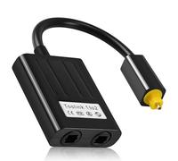 teasteam - Cable de Fibra de Audio óptica, 1 Entre 2 Salidas 0,25M Adaptador Toslink Divisor de Cable para Barra, TV, DVD, Amplificador (Negro)