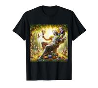 Teatro de la festividad del Dios Griego del Vino Dionisio Camiseta gráfica económica, Hombre, Negro, M