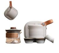 Teatsy Teapot, Teatsy Vortex - Heat-Resistant Glass Teapot With Rotating Strainer, Portable Tea Maker for Home, Office, Camping (Black-White)