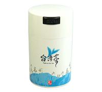 Teavac 6-Ounce Vacuum Sealed Tea Storage Container, White Cap and Body/Blue Tea Sign