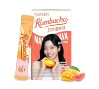TEAZEN Té de mango y guayaba kombucha, mezcla de bebida hidratante, sin azúcar, probióticos vivos y prebióticos, 10 barras, 1.7 onzas