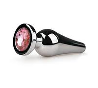 Plug anal metálico con piedra rosada - 3,5 cm de placer brillante.