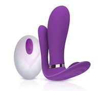 Teazers Vibrador Doble Púrpura - Potente Vibrador Mando Distancia con Estimulador de Clítoris - Juguetes Sexuales para Mujeres con Estimulación Anal, Vaginal y Clitorial - Púrpura