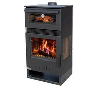 Teba Estufa de leña con horno TKS15 (12,8 kW, Volumen de calefacción: 257 m³, Negro)
