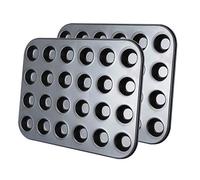 Tebery 24 Mini de Muffin Bandejas para Hornear Magdalenas, Antideslizantes, de Acero al Carbono, Juego de 2