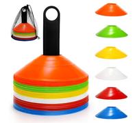 Tebery Conos marcadores 60 Unidades Incluye Soporte y Funda Juego de Amarillo, Azul, Naranja, Blanco, Rojo
