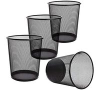 Tebery Juego de 4 cubos de basura de malla circular, cesta de basura para baños, cocinas, oficinas en casa, dormitorios (negro)