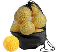 Tebery Paquete de 12 bolas de práctica con hoyuelos amarillos, 12 pulgadas sin picaduras de máquina de lanzamiento de softball para coordinación ojo-mano, práctica de golpeo y campo