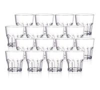 Tebery Paquete de 16 vasos de plástico acrílico de 250 ml, vasos de whisky de 8 onzas, vasos de agua, vasos acrílicos reutilizables, apilables, vasos irrompibles