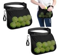 Tebery Paquete de 2 riñoneras para pelota de tenis, soporte para banda de pelota con cinturón ajustable, bolsa de almacenamiento de tenis, bolsa de transporte para accesorios de transporte, bolsa