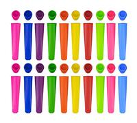 Tebery Paquete de 20 moldes de silicona para paletas de hielo, moldes de hielo con tapas, juego de moldes de silicona para paletas, reutilizable, de grado alimenticio, sin BPA