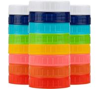 Tebery Paquete de 24 tapas de plástico de boca ancha de 86 mm con anillos de silicona, tapas de almacenamiento de colores de grado alimenticio para tarros de conservas