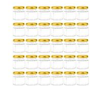 Tebery Paquete de 30 tarros de cristal hexagonales de 1.5 onzas con tapas doradas y etiquetas para miel, tarros pequeños de especias para especias, regalos, regalos de boda