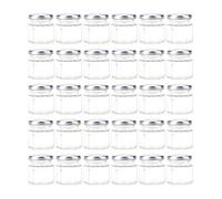 Tebery Paquete de 30 tarros de vidrio hexagonales de 1.5 onzas con tapas y etiquetas plateadas, tarros de miel, tarros de especias pequeños para recuerdos de fiesta de boda, bricolaje y más