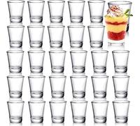 Tebery Paquete de 30 vasos de chupito redondos a granel con base pesada, tazas de tequila de 2 onzas, juego de vasos de chupito de whisky transparente para vodka, whisky, tequila, espresso, licor
