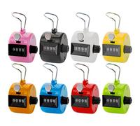 Tebery Paquete de 8 contadores de Mano de 4 dígitos mecánicos de Palma, Contador de números de Colores Surtidos/Contador de puntuaciones/Contador de puntuaciones
