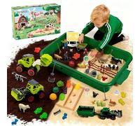 TEBOKHAD Arena Magica Juguetes De Animales Granja, Arena Kinetica Con 1kg De Arena, Animales De Juguete Y Tractor, Caja De Arenas Con Tapa, Arenas Para Arenero Infantil Para Niños De 3+ Años