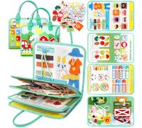 TEBOKHAD Busy Board Montessori, Libro Montessori Maletin De Paneles Sensoriales Tablero Busy Book, Libro Interactivo Juguetes Montessori 1 Años, Juguetes Educativos Regalo para Niños 2 3 Años