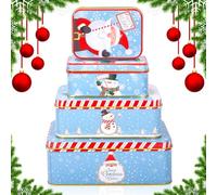 TEBOKHAD Caja Galletas Metalica Navidad, 4 Caja Metalica Navidad, Tarro Galletas Con Tapa Para Almacenamiento De Dulces Y Regalos
