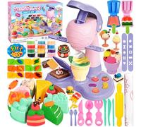 TEBOKHAD Juego De Plastilina, 46 Piezas Moldes Plastilina, Herramientas Plastilina para Niños, Helados Plastelina Set, Cocina Creaciones Juego Moldes Plastilina Niños 3 Años para 4 5 6 7 8