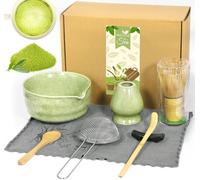 TEBOKHAD Te Matcha Kit, Matcha Kit De 8 Piezas, Con Batidora De Matcha, Cuenco De Matcha, Cuchara, Reposa Palillos, Colador, Portacucharas, Para Amantes Del Matcha, Ceremonia Tradicional Del Té