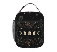 TEBTRGK Moonlit Garden Winter Insulated Lunch Tote Bag Travel Moonlight Boho Floral Food Container Portable Cooler Thermal Lunch Boxes