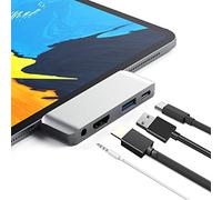 Tec-Digi Hub USB C 4 en 1 Compatible con MacBook Pro/Air 2019 2018 2017 2016 13 "15" Adaptador Doble Tipo C Compatible con Thunderbolt 3, 60W Power, 4K HDMI, 1xUSB 3.0 1x 3.5mm
