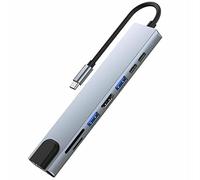 Tec-Digi Hub USB C 8 en 1 Multipuerto Tipo C con Puerto HDMI 4K, Puerto RJ45 Ethernet de 1000 Mbps, Suministro de energía USB-C, Lector de Tarjetas TF/Compatible para PC