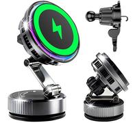 TEC&Fan - Cargador magnético inalámbrico para coche, para montaje Magsafe para coche, carga rápida, soporte de teléfono de aspiración/ventilación de aire [ventosa ultra de 120 libras e imán de 3000 gf
