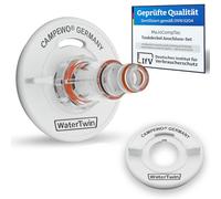 Tec4Camp® WATERTWIN-PRO 3 pines D: 68/78 | Adaptador con filtro para boquilla de llenado de agua | Adaptador de llenado compatible con Gardena | Conexión de grifo para autocaravana, camping, furgoneta