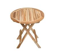 Teca Jardín - Mesa auxiliar redonda lijada plegable maciza 50 x 50 cm