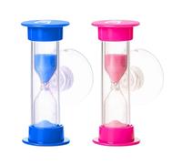 TecaherFav - Temporizadores de arena de reloj de arena de 2 minutos con ventosa, juego de 2 temporizadores de arena de plástico irrompible para niños, aula, juegos, cepillado de dientes (rosa y azul)