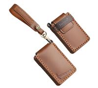 TECART Funda de Cuero para Llave de Coche Compatible con EX30 Polestar 4 EX90 EM90 S90 XC40 XC60 XC90 S60L 2025 2024 2023 vehículos eléctricos Funda Llave Carcasa Llavero marrón