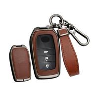 TECART Funda de cuero para llave de coche compatible con Toyota Camry CHR RAV4 Auris Yaris Prius Aygo Corolla Land Cruiser 200 Prado Crown Funda protectora para llave Accesorios 3 Botón B Negro Marrón