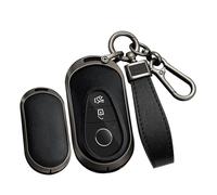 TECART Funda de piel para llave de coche compatible con Mercedes Benz C S Clase W223 W206 EQS 450 500 580 E53 AMG S350L S500L Portátil Smart Funda para Llave Accesorios 3 Botón B Negro Negro