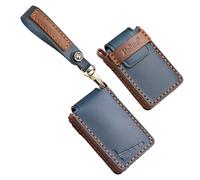 TECART Funda de piel para llave de coche compatible con Volvo EX30 EX90 EM90 S90 XC40 XC60 XC90 S60L 2025 2024 2023 vehículos eléctricos funda llave carcasa llavero - Azul