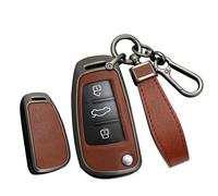 TECART Funda de piel para llave de coche con tapa, compatible con Audi A1, A3, A4, A6, A8, Quattro, Q2, Q3, Q7, S3, S6, RS3, RS6, R8, TT TTS, portátil, inteligente, funda para llaves, accesorios, 3