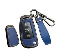TECART Funda de piel para llave de coche con tapa, compatible con Audi A1, A3, A4, A6, A8, Quattro, Q2, Q3, Q7, S3, S6, RS3, RS6, R8, TT TTS, portátil, inteligente, funda para llave, accesorios, 3