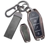 TECART Funda para llave de coche compatible con BYD Han Ev Tang Dm Qin Plus Song Pro MAX Yuan Buckle Llave Funda Aleación de Zinc Cuero TPU Caja de Llave Cubierta 4 Botones, 4 Tasten