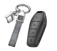 TECART Funda para llave de coche compatible con BYD Song Plus Atto 3 Han EV Tang DM Qin Seal Dolphin PC Metal Auto Key Cover Accesorios 4 Botón, B-negro., 4-Taste