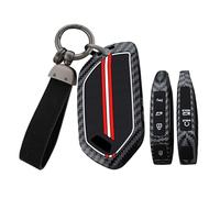 TECART Funda para llave de coche compatible con Kia Sportage Carens Picanto GT Line Carens K5 K8 Rio Telluride EV9 KX5 Sorento Metal Carcasa Llave Silicona 6 Botones Patrón de Fibra de Carbono Llavero