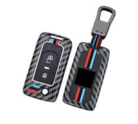 TECART Funda para llave de coche compatible con Peugeot 1007 206 207 208 3008 para Citroen C1 C2 C3 C4 C6 C8 Metal Funda de llave Silicona Fibra de Carbono Patrón 2 Botones Carcasa para Llave Corto A