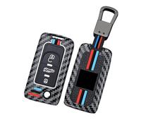 TECART Funda para llave de coche compatible con Peugeot 1007 206 207 208 3008 para Citroen C1 C2 C3 C4 C6 C8 Metal Funda de llave Silicona Fibra de Carbono Patrón 3 Botones Funda para Llave Corto A