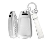 TECART Llavero compatible con Audi A3 A4 S4 RS4 B9 A5 F5 S5 RS5 Q2 Q5 SQ5 A6 A7 C8 A8 S8 D5 TPU Smart Autoschlüssel Funda 3 botones Bling Funda para llave de mujer Protección de llave A Blanco