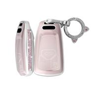 TECART Llavero compatible con Audi A3 A4 S4 RS4 B9 A5 F5 S5 RS5 Q2 Q5 SQ5 A6 A7 C8 A8 S8 D5 TPU Smart Autoschlüssel Funda 3 Botones Bling Funda para llave de mujer -B Rosa